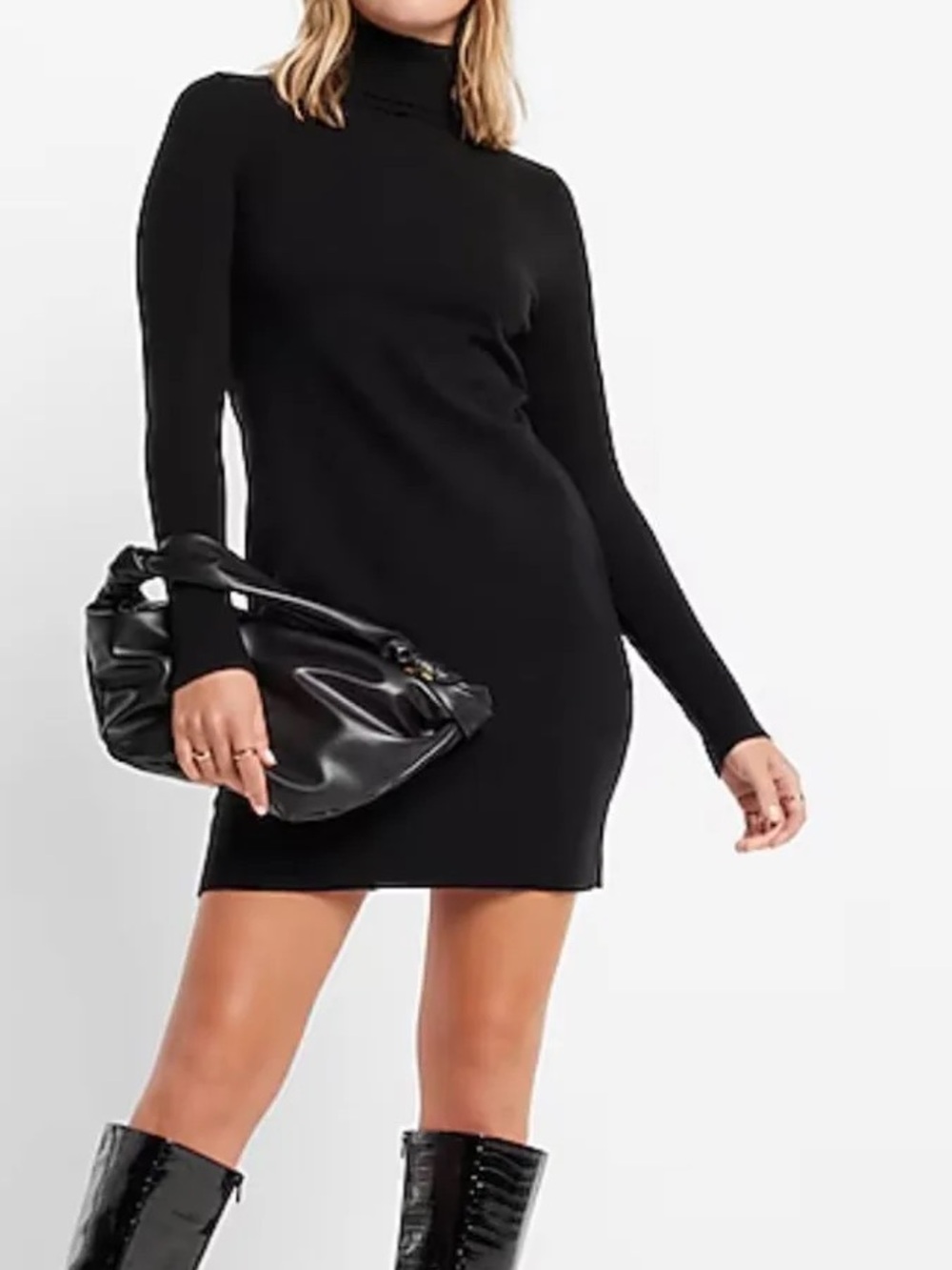 Express Black Turtleneck Long-Sleeve Mini Dress size M